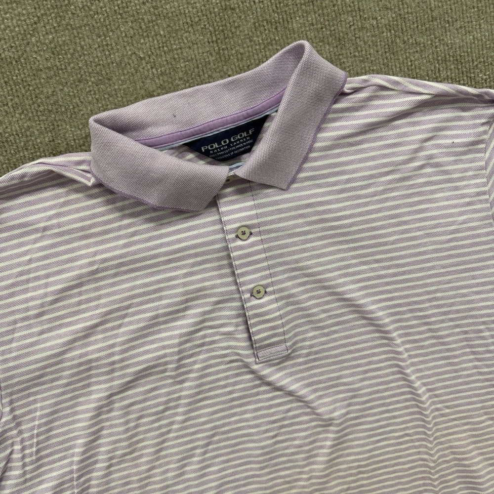 Polo Golf Ralph Lauren Mens XL Purple Striped Pima Cotton Golf Shirt